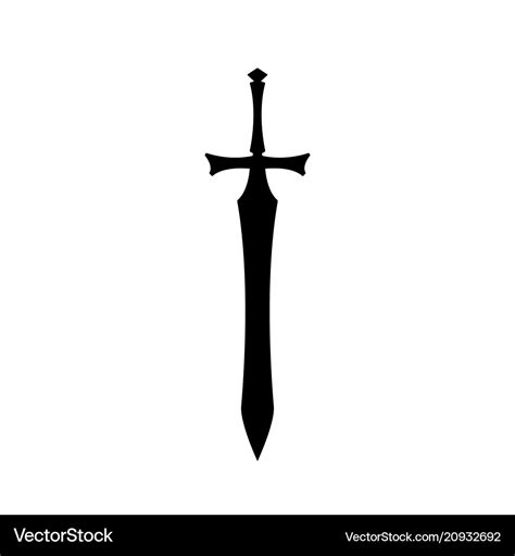 Black silhouettes of medieval knight sword Vector Image