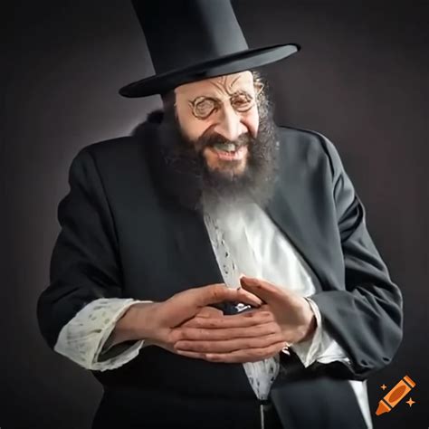 Laughing rabbi in traditional clothing on Craiyon