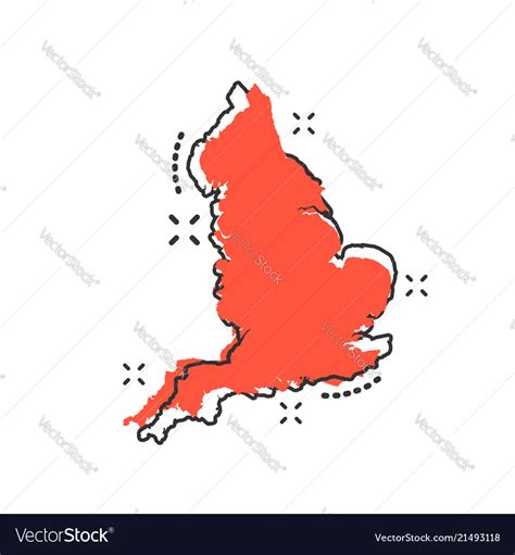 Cartoon england map icon in comic style Royalty Free Vector