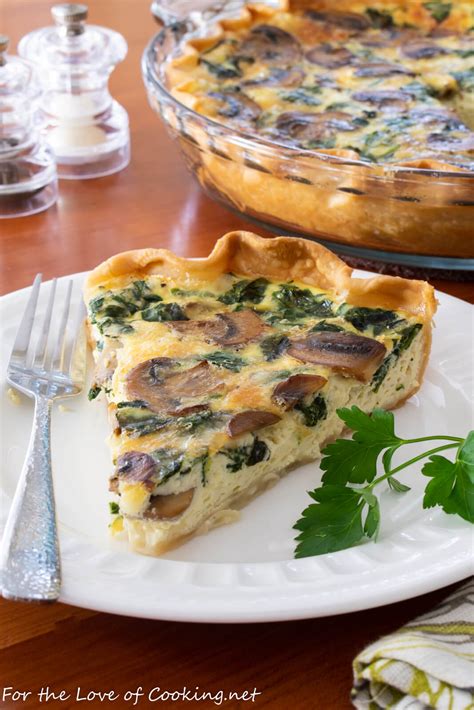 Mushroom and Spinach Quiche with Fontina | For the Love of Cooking