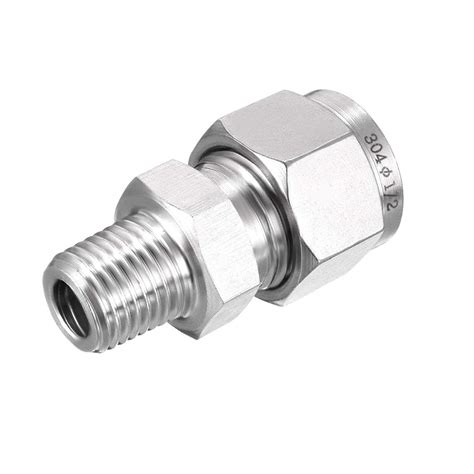 uxcell Stainless Steel Compression Tube Fitting 1/4-inch NPT Male x 1/2-inch Tube OD - Walmart ...