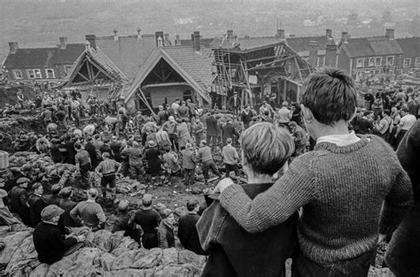 Aberfan Coal Slip Disaster - a coal slag tip from Merthyr Vale colliery collapsed in the Welsh ...