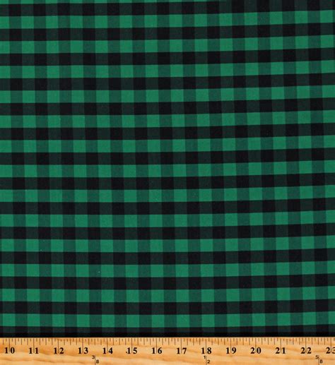 Cotton Buffalo Plaid 1/2 Inch Green Black Checkered Striped Cotton Fabric Print by the Yard (112260)