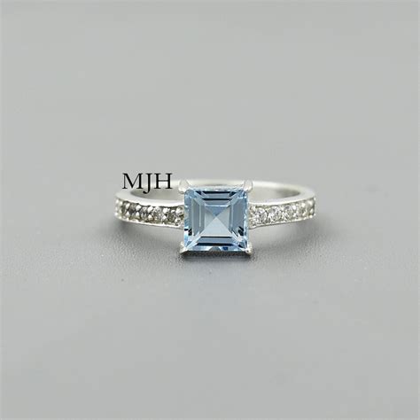 Aquamarine Ring Vintage Aquamarine Aquamarine Engagement - Etsy