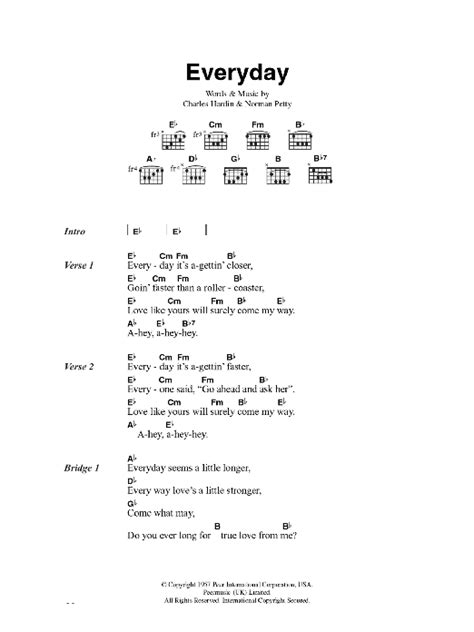 Everyday by Buddy Holly - Guitar Chords/Lyrics - Guitar Instructor