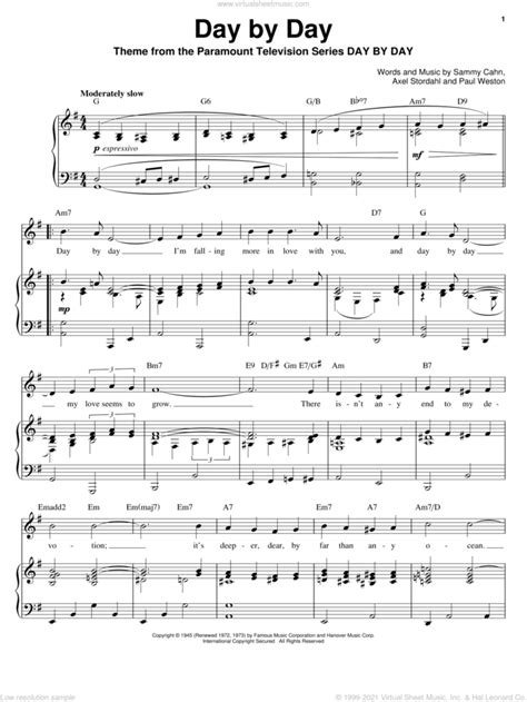 Frank Sinatra: Day By Day sheet music for voice, piano or guitar