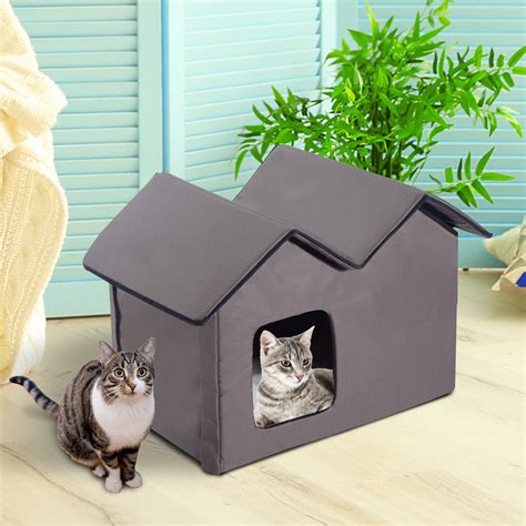 Outdoor Electric Heated Kitty Cat House Bed Waterproof Winter Shelter ...