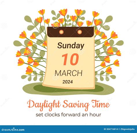 March 2024 Daylight Saving Time Begins Concept. Spring Forward, Set Your Clocks Ahead Hour Stock ...