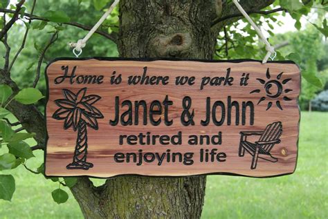 First Names Campsite Sign Personalized Carved Wooden Camping