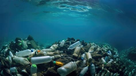 Premium AI Image | A lot of plastic debris in the ocean water