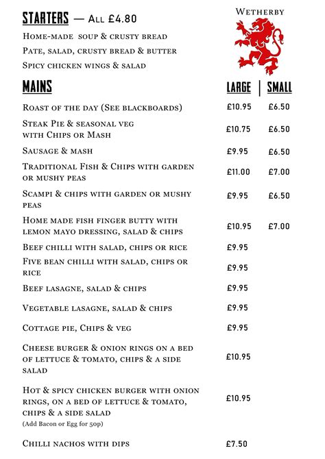 The Red Lion Menus — The Red Lion Wetherby