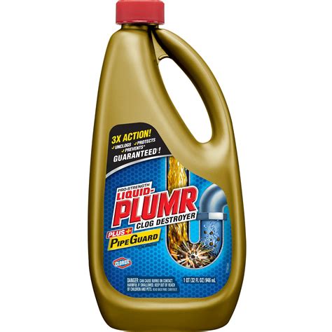 Liquid-Plumr Pro-Strength Full Clog Destroyer Plus PipeGuard, 32 oz ...