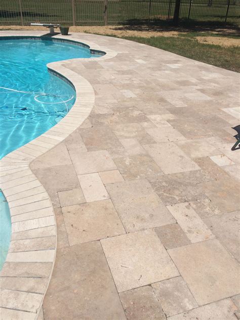 Pool deck/Travertine Pavers | Travertine pool decking, Stone pool deck, Pool pavers