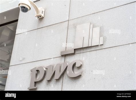 New York City, USA - August 22, 2022: PricewaterhouseCoopers (PwC) logo on its office building ...