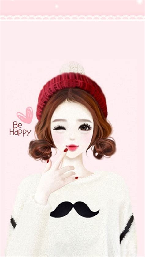 Cute Girl 3, cartoon, drawn, happy, HD phone wallpaper | Peakpx