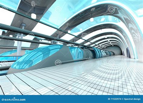 Futuristic Subway Station stock illustration. Illustration of empty ...