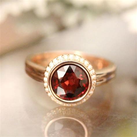 Red Spinel 14K Rose Gold Ring, Diamond Ring, Engagement Ring, Gemstone Ring, Stacking Ring ...