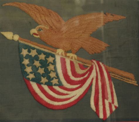 another patriotic Eagle and flag silk Folk Art or Americana piece - 13 stars | Collectors Weekly