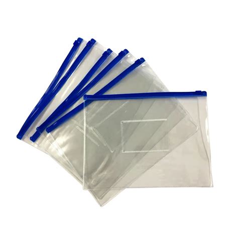 Affordable Wholesales 120pcs x A5 Blue Zipper File Bags Document Clear ...