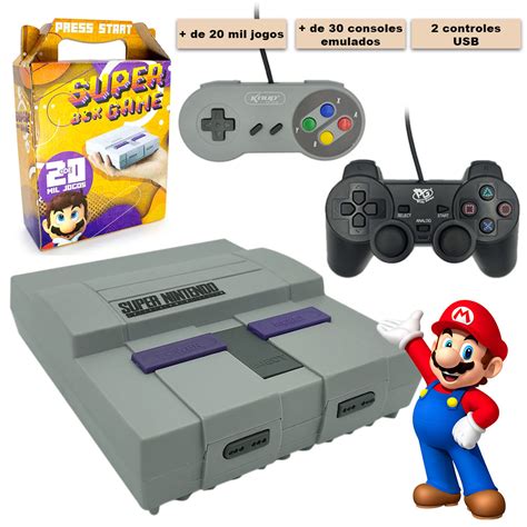 Console Retrô Super Box Game 2 controles, case SNES + de 20 mil Jogos