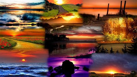 Sunset Collage 1 wallpaper | nature and landscape | Wallpaper Better