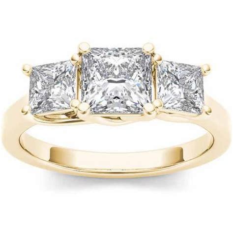 Imperial Diamond - 2 Carat T.W. Princess-Cut Diamond Three-Stone 14kt ...