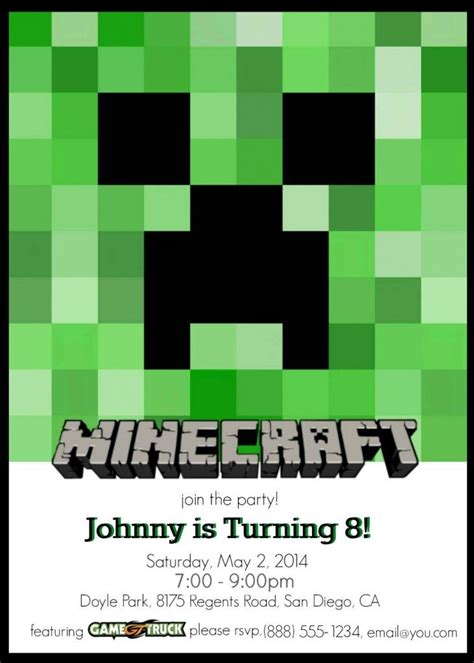 a poster for a minecraft birthday party