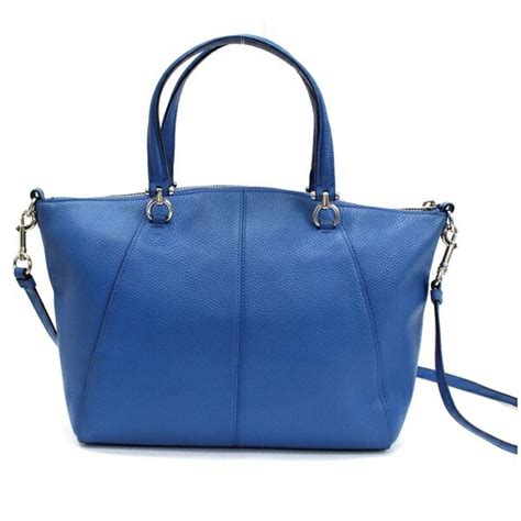 COACH handbag shoulder bag leather blue 58874 ladies | eBay