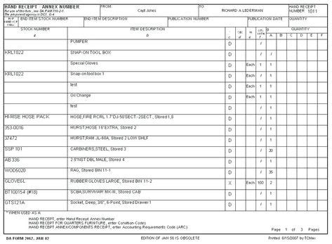 7 DA 2062 (Hand Receipt and Annex Number Form) ideas | number forms ...