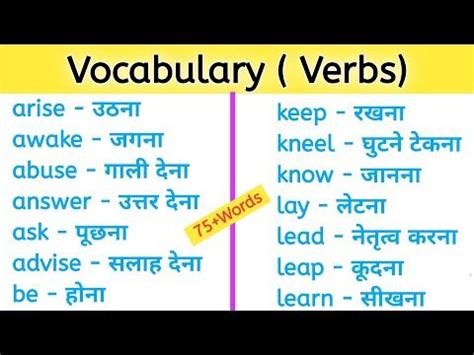 Word Meaning English to Hindi • Daily Use Word • English Word List With ...