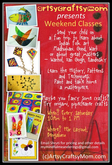 Weekend Art / Craft classes - Artsy Craftsy Mom