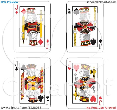 Clipart of Jack of Clubs Diamonds Spades and Hearts Playing Cards - Royalty Free Vector ...