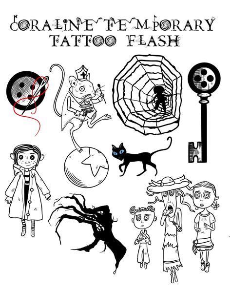 Coraline Temporary Tattoo Flash Sheet - Etsy Australia