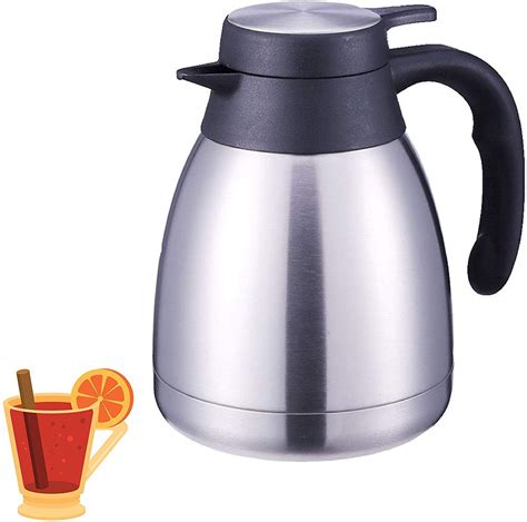 Stainless Steel Thermal Coffee Carafe - Double Walled Vacuum Thermos / 24 Hour Heat Retention ...