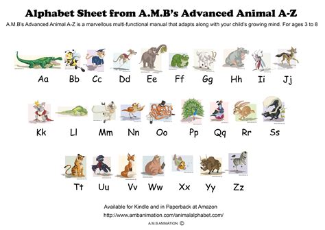 Animal Alphabet A-Z learning Sheet