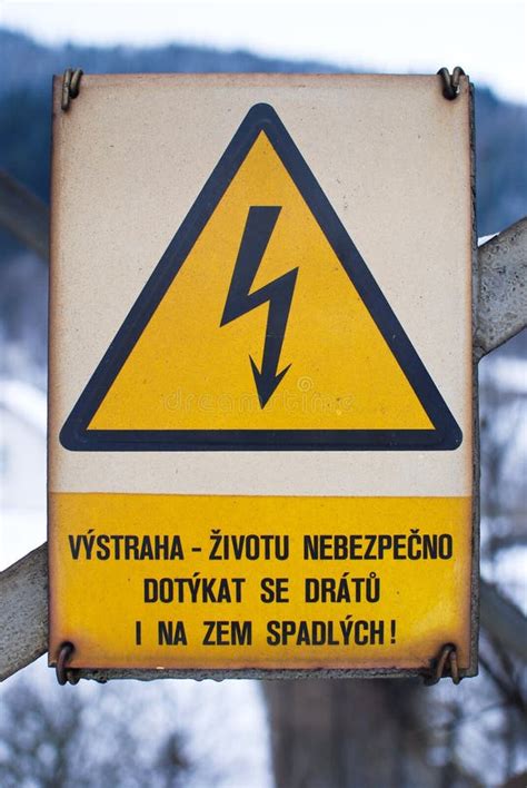 Czech Electricity Warning Sign Stock Image - Image of danger, yellow: 17790307