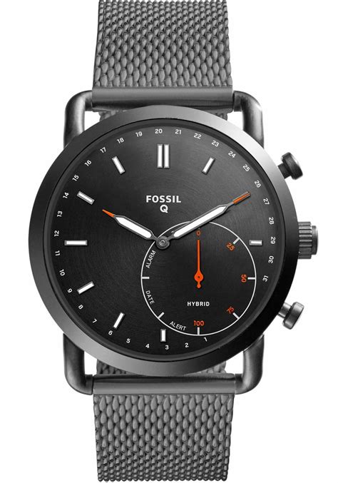 Fossil FTW1161 Hybrid Smartwatch Q Commuter Smoke Mesh | Watches.com