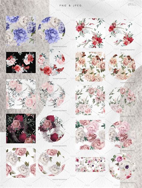 Floral Patterns BUNDLE - 55 | Pre-Designed Photoshop Graphics ~ Creative Market