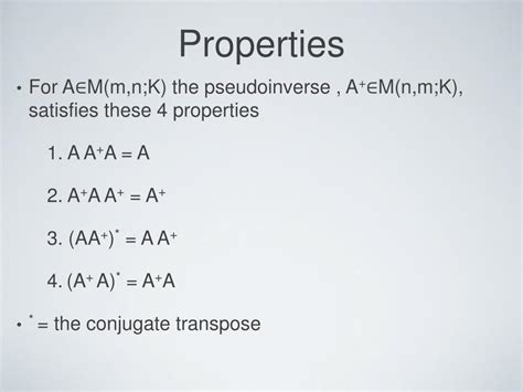 PPT - Moore-Penrose Pseudoinverse & Generalized Inverse PowerPoint ...