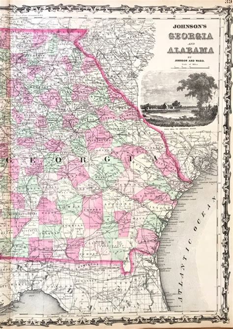 1863 Map of Georgia and Alabama original hand Colored | Etsy