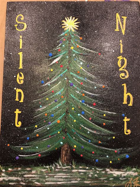 Acrylic painting of a Christmas tree in the dark, made 11/24/2018 The Darkest, Acrylic Painting ...