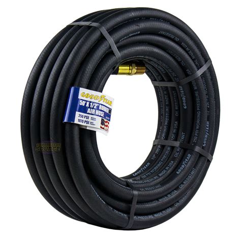 Goodyear 50' ft. x 1/2" in. Rubber Air Hose 250 PSI Air Compressor Hose ...