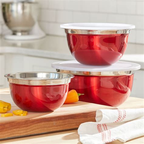 6-Pc. Red Mixing Bowls Set with Lids | Brylane Home