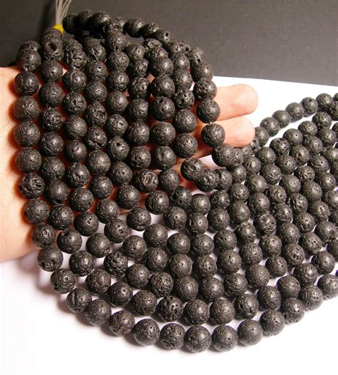 Lava volcanic gems - 12mm round - full strand - AA quality - 33 beads