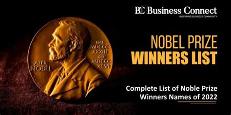 Nobel Prize Winners List: Complete List Of Noble Prize Winners Names Of 2022 - Business Connect ...