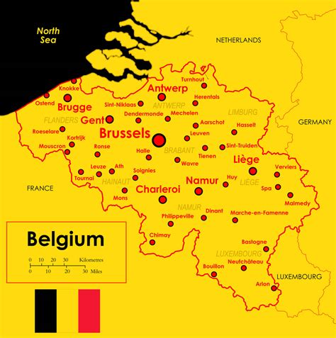 Carte grande villes Belgique, Carte grande villes de la Belgique