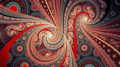 Red Blue Fractal Pattern Artwork Abstraction Abstract HD desktop wallpaper : Widescreen : High ...