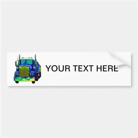 Colorful Blue Semi Truck Car Bumper Sticker | Zazzle