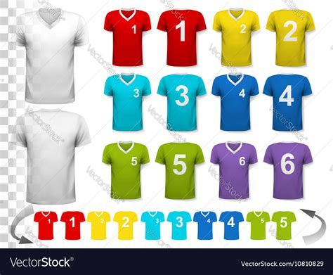 Collection various colorful soccer jerseys Vector Image