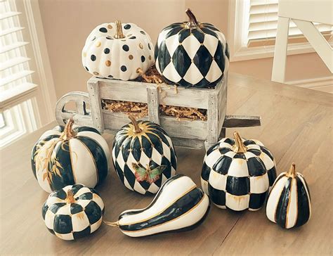 Black and White Checkered Pumpkin Table Centerpiece Whimsical - Etsy